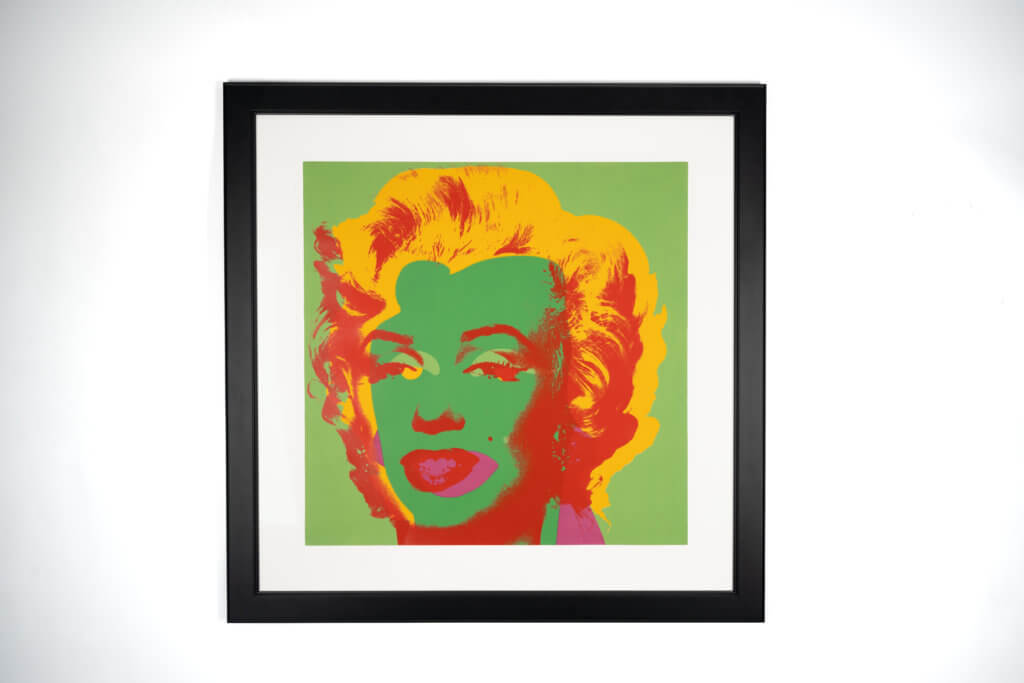 Rally’s Marilyn Monroe (Marilyn 25), 1967 by Andy Warhol. Number 14 in a black frame