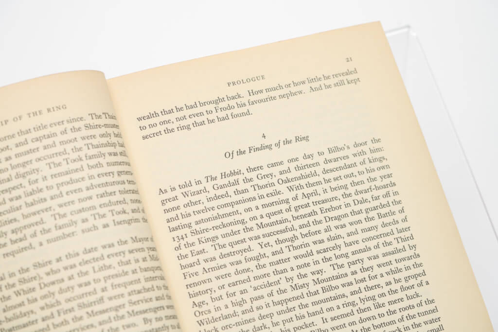 Of the Finding of the Ring page from The Fellowship of the Ring first edition book