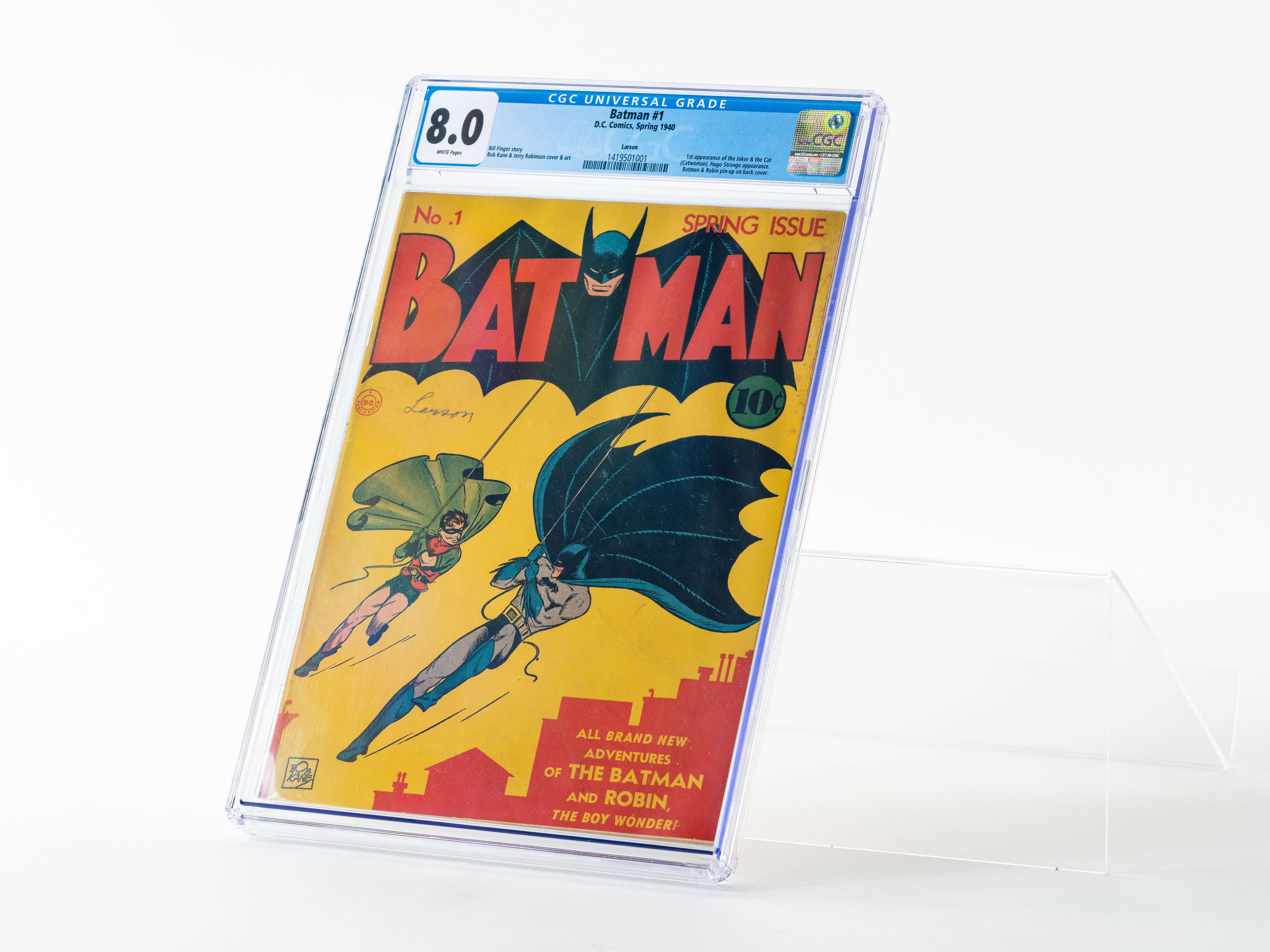 Rally's 1940 DC Comics Batman #1 (CGC 8.0), exited 02/07/2023